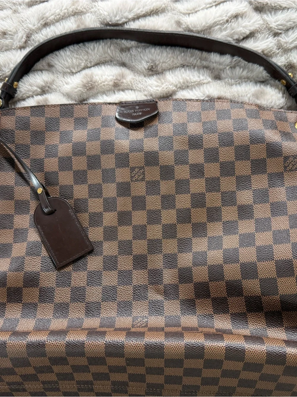 Authentic Louis Vuitton Graceful MM Damier Ebene Tote w/ Box & Dust Bag